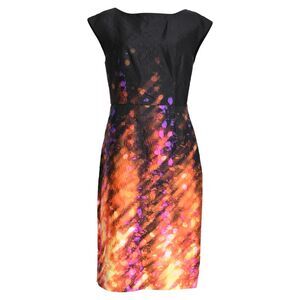 Prada Printed Midi Dress with Bow Detail in Multicolor Silk